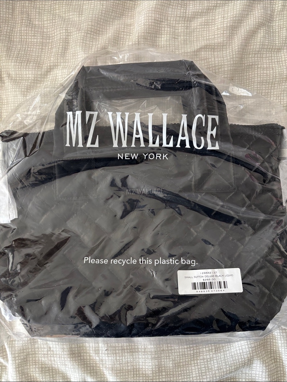 MZ WALLACE small Sutton deluxe black liquid.
